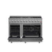 FORNO Galiano 48-inch Gas Range Stainless Steel, 8 Burners, 107,000 BTU, Griddle, 6.58 cu.ft. Double Oven FORNO