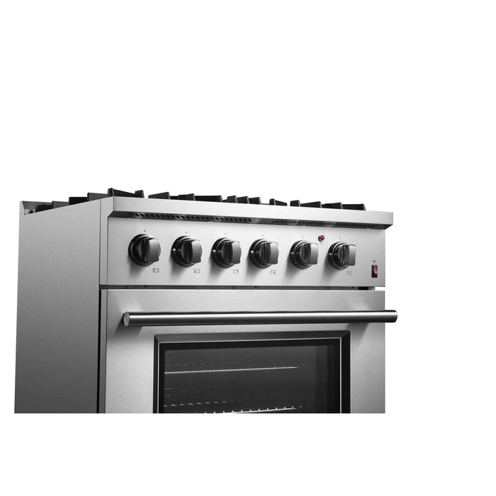 Forno Marco 30" Dual Fuel Range, 4 Burners, 37,000 BTU, 4.32 cu.ft. Convection Oven FORNO