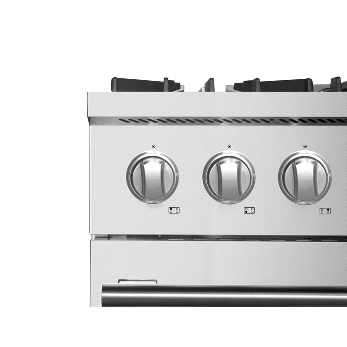 Forno Marco 30-inch Dual Fuel Range Stainless Steel, 4 Sealed Burners - 37,000 BTU, 4.32 cu.ft. True Convection Oven