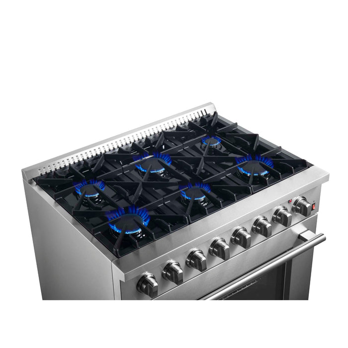 Forno Marco 36-Inch Dual Fuel Range, 6 Sealed Burners - 67,000 BTU, 5.36 cu.ft. True Convection Oven FORNO