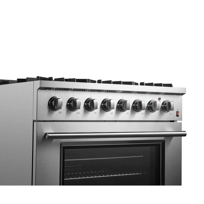 Forno Marco 36-Inch Dual Fuel Range, 6 Sealed Burners - 67,000 BTU, 5.36 cu.ft. True Convection Oven FORNO