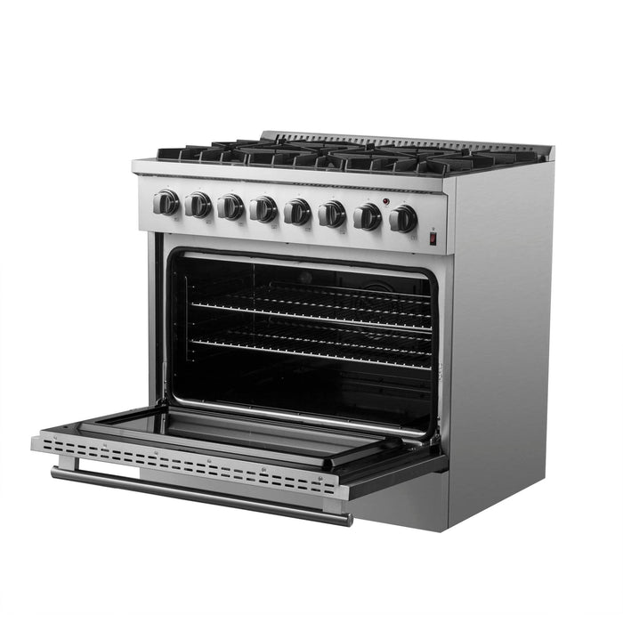 Forno Marco 36-Inch Dual Fuel Range, 6 Sealed Burners - 67,000 BTU, 5.36 cu.ft. True Convection Oven FORNO