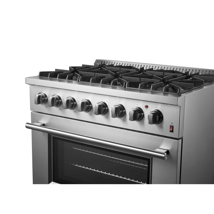 Forno Marco 36-Inch Dual Fuel Range, 6 Sealed Burners - 67,000 BTU, 5.36 cu.ft. True Convection Oven FORNO