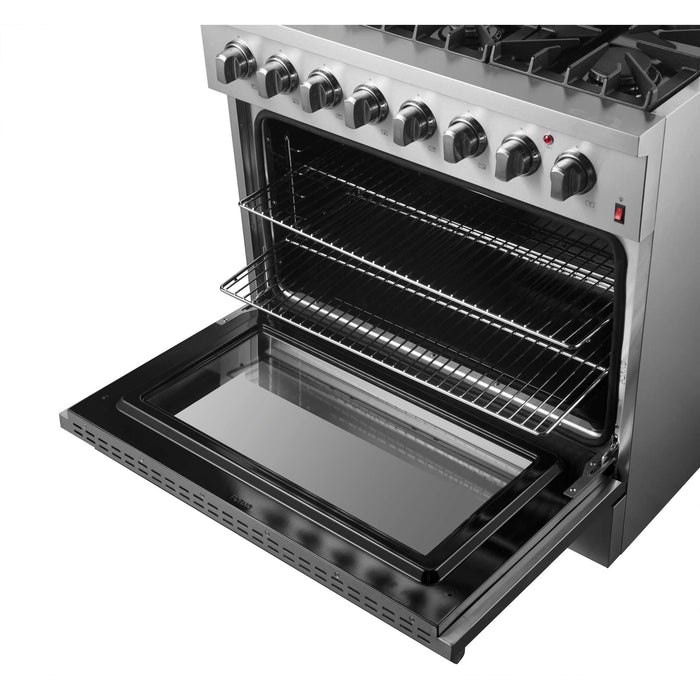 Forno Marco 36-Inch Dual Fuel Range, 6 Sealed Burners - 67,000 BTU, 5.36 cu.ft. True Convection Oven FORNO