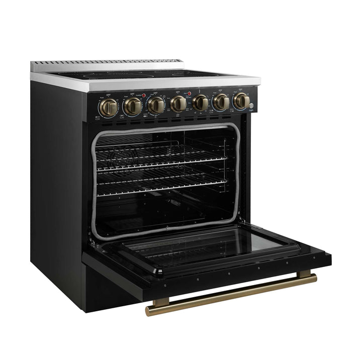 Forno Paolo 30" Freestanding Electric Range in Black, 4.38 cu.ft. True Convection Oven FORNO