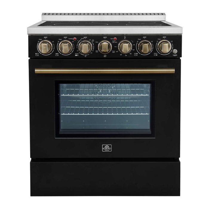 Forno Paolo 30" Freestanding Electric Range in Black, 4.38 cu.ft. True Convection Oven