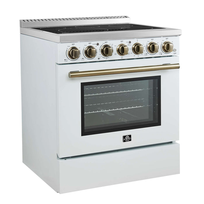 Forno Paolo 30" Freestanding Electric Range in White, 4.38 cu.ft. True Convection Oven FORNO
