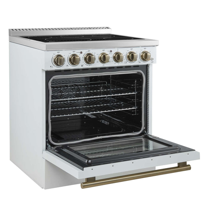 Forno Paolo 30" Freestanding Electric Range in White, 4.38 cu.ft. True Convection Oven FORNO