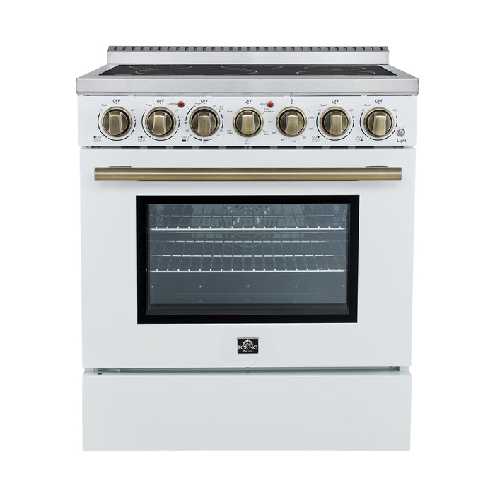 Forno Paolo 30" Freestanding Electric Range in White, 4.38 cu.ft. True Convection Oven