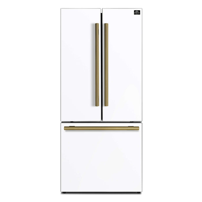 Forno Gallipoli Epsresso 30"-Wide White French Door Refrigerator with Bottom Freezer 17.5 Cu. Ft. Capacity - No Frost with Ice Maker