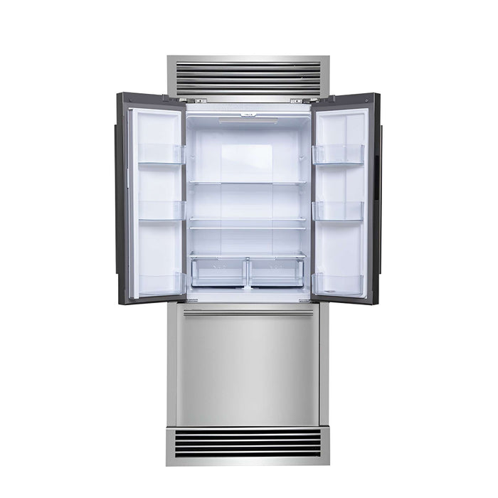 Forno Gallipoli 30" French Door Refrigerator, 17.5 cu.ft. Capacity & Decorative Grill - 34" Wide