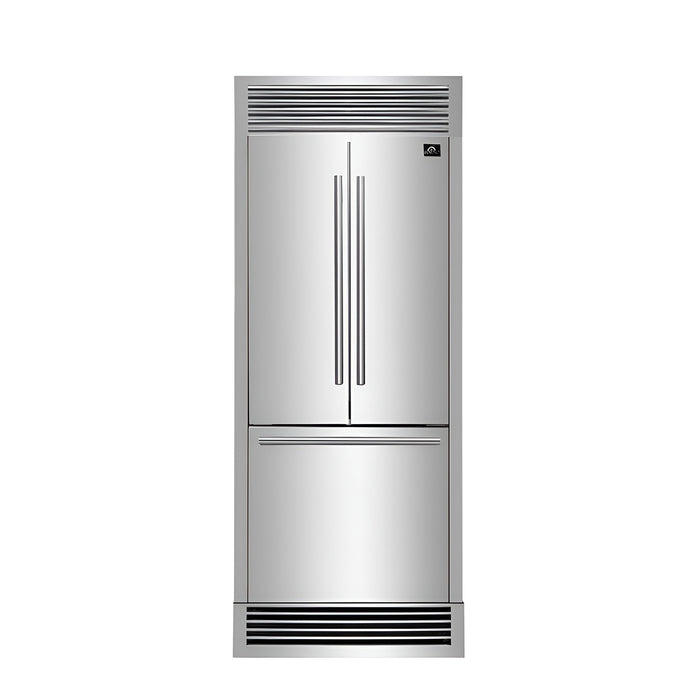 Forno Gallipoli 30" French Door Refrigerator, 17.5 cu.ft. Capacity & Decorative Grill - 34" Wide