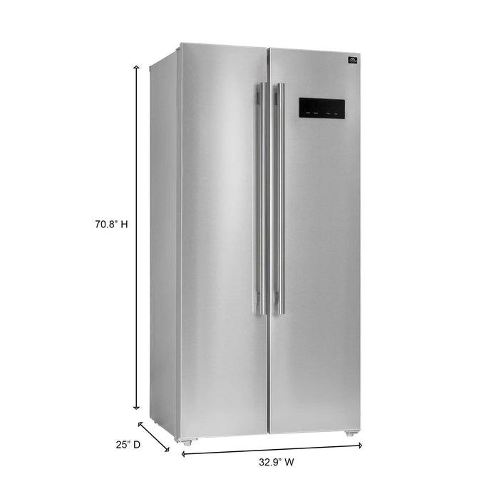 Forno Salerno 33" Side-by-Side Stainless Steel Refrigerator 15.6 cu.ft