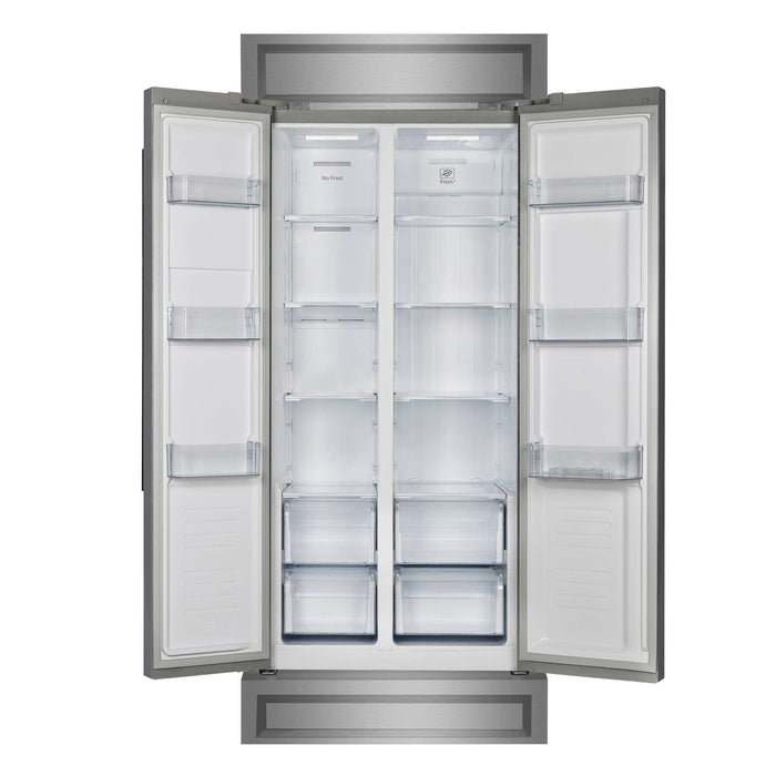 Forno Salerno 33" Built-in Stainless Steel Refrigerator 15.6 cu. ft - With Modern Decorative Grill - 37" Wide