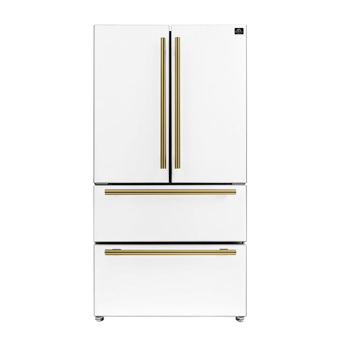 Forno Moena Espresso 36" French Door Refrigerator in White, 19.2 cu. ft