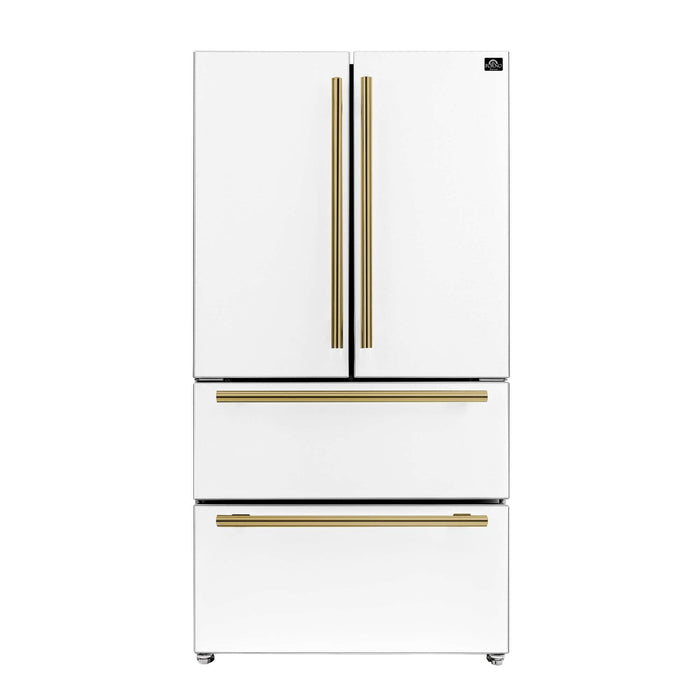 Forno Moena Espresso 36" French Door Refrigerator in White, 19.2 cu. ft