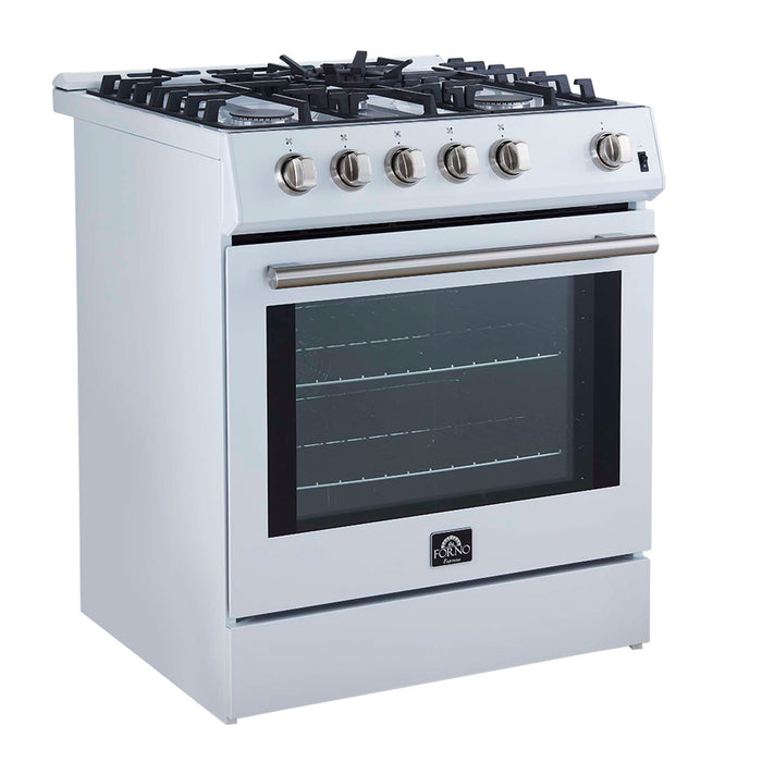 Forno Leonardo Espresso 30" White Gas Range, 5 Burners, 39 500 BTU, 5 cu.ft. Convection Oven