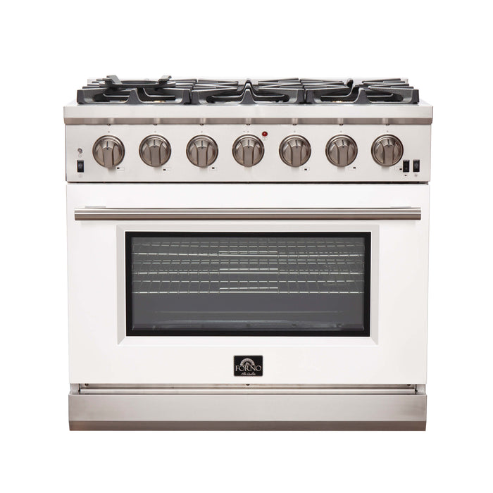 FORNO Capriasca 36-inch Gas Range Stainless Steel, 6 Brass Burners 120,000 BTU, 5.36 cu.ft. Single Oven