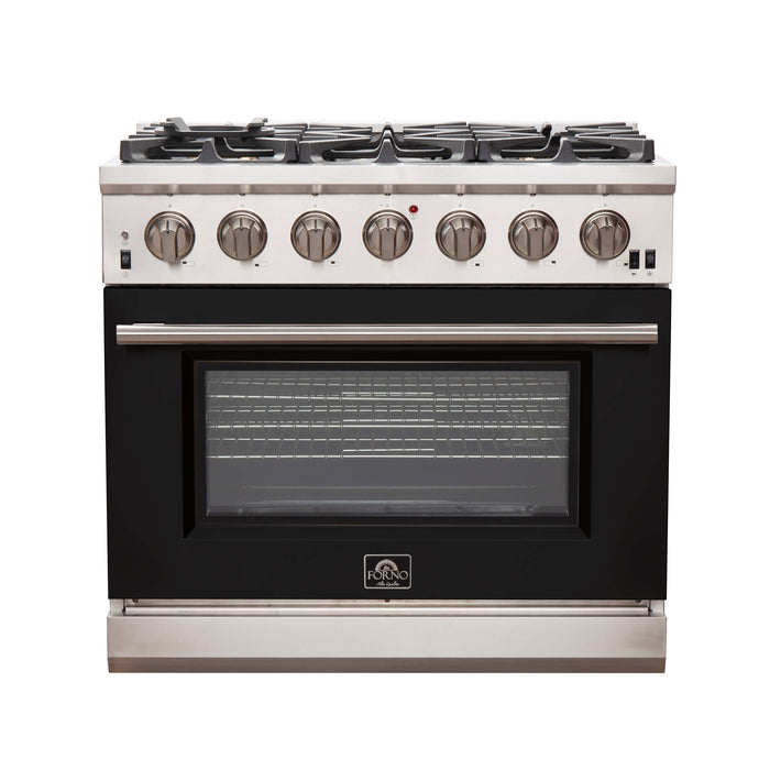 FORNO Capriasca 36-inch Gas Range Stainless Steel, 6 Brass Burners 120,000 BTU, 5.36 cu.ft. Single Oven