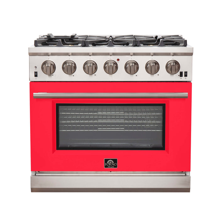 FORNO Capriasca 36-inch Gas Range Stainless Steel, 6 Brass Burners 120,000 BTU, 5.36 cu.ft. Single Oven