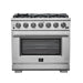 Forno Capriasca 36" Gas Range, 6 Brass Burners, 120,000 BTU, 5.36 cu.ft. Oven FORNO