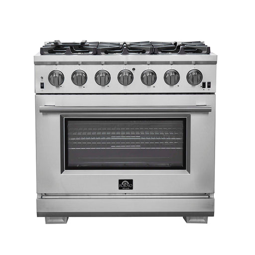 Forno Capriasca 36" Gas Range, 6 Brass Burners, 120,000 BTU, 5.36 cu.ft. Oven FORNO