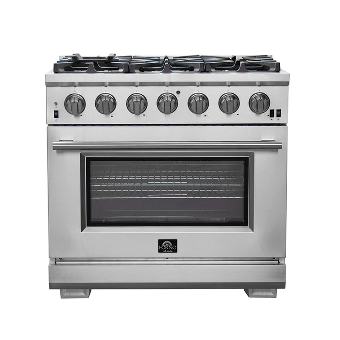 Forno Capriasca 36" Gas Range, 6 Brass Burners, 120,000 BTU, 5.36 cu.ft. Oven FORNO