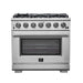 Forno Capriasca 36" Gas Range, 6 Brass Burners, 120,000 BTU, 5.36 cu.ft. Oven FORNO