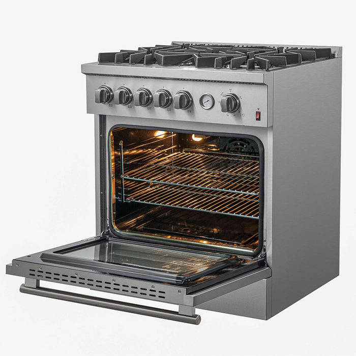 Giovanni 30-inch Gas Range Stainless Steel, 5 Burners 67,000 BTU, 4.32 cu.ft. Convection Oven