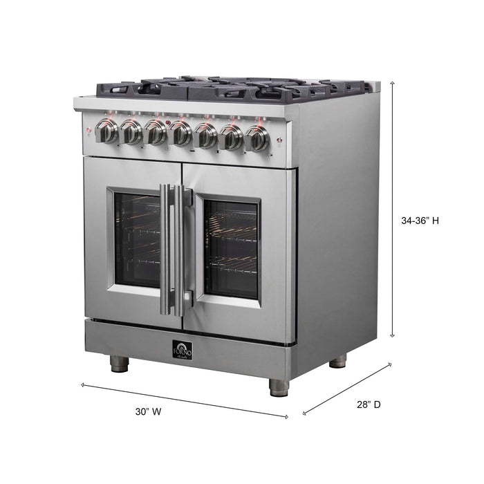 Forno Massimo 30" Freestanding French Door Dual Fuel Range