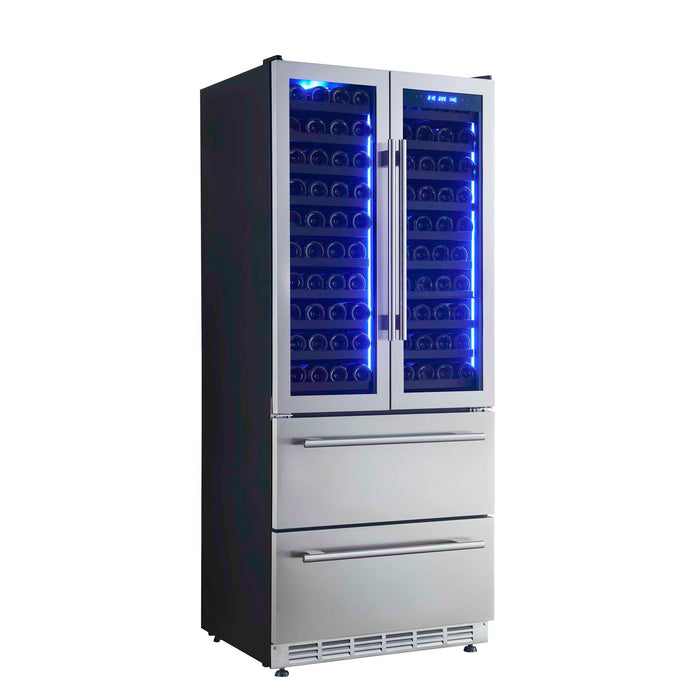 Forno Campania 32" Wine Cooler Stainless Steel, Dual Wine Zones, 2 Beverage Drawers, 17.7 cu.ft.