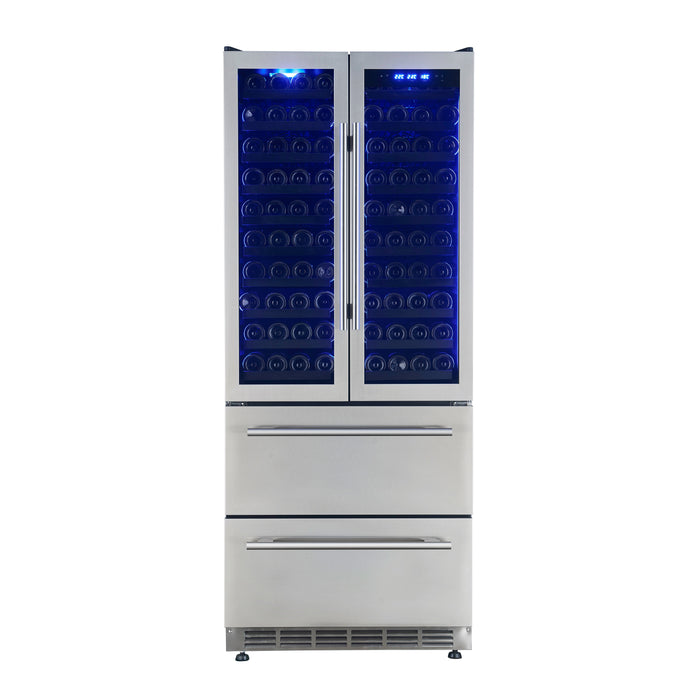 Forno Campania 32" Wine Cooler Stainless Steel, Dual Wine Zones, 2 Beverage Drawers, 17.7 cu.ft.