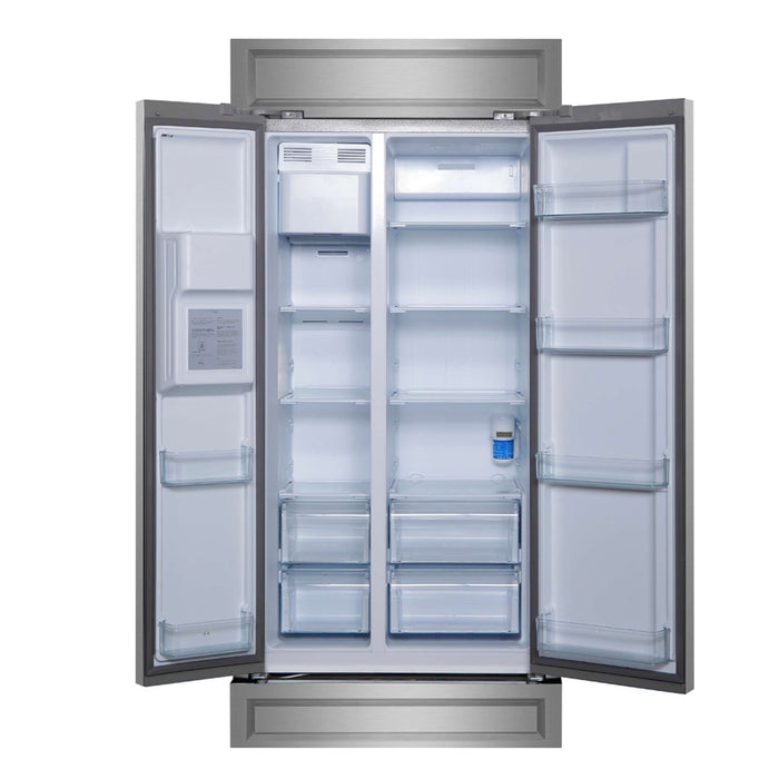 Forno Salerno 36" Built-in Stainless-Steel Refrigerator 20 cu. ft with Modern Decorative Grill - 40" Wide