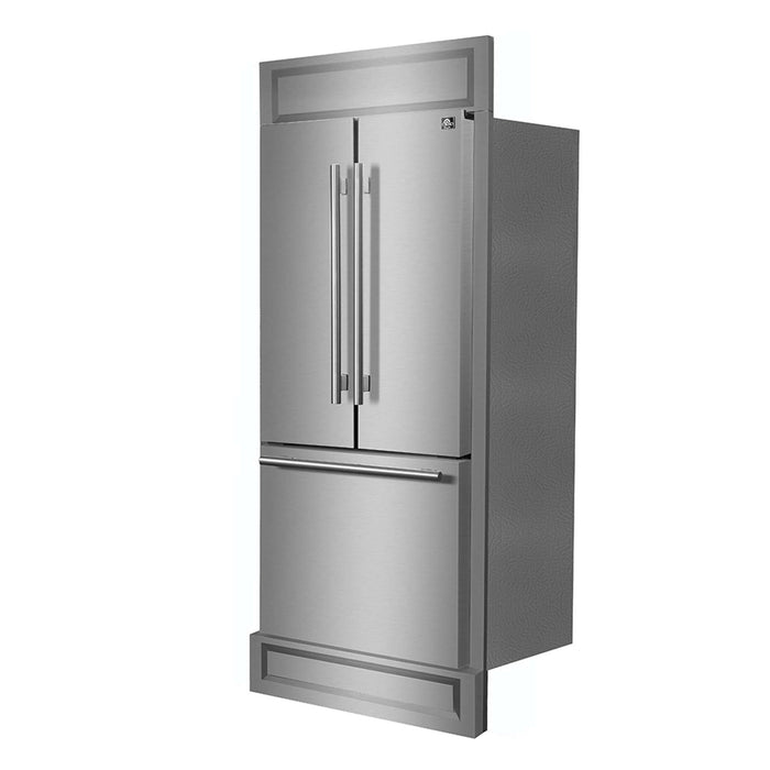 Forno Gallipoli 30" French Door Refrigerator, 17.5 cu.ft. Capacity & Modern Decorative Grill - 34" Wide