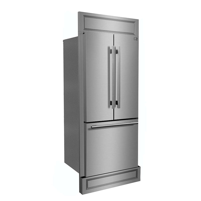 Forno Gallipoli 30" French Door Refrigerator, 17.5 cu.ft. Capacity & Modern Decorative Grill - 34" Wide