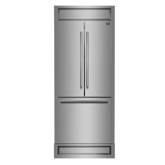 Forno Gallipoli 30" French Door Refrigerator, 17.5 cu.ft. Capacity & Modern Decorative Grill - 34" Wide