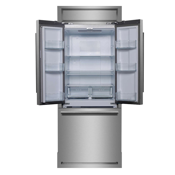 Forno Gallipoli 30" French Door Refrigerator, 17.5 cu.ft. Capacity & Modern Decorative Grill - 34" Wide