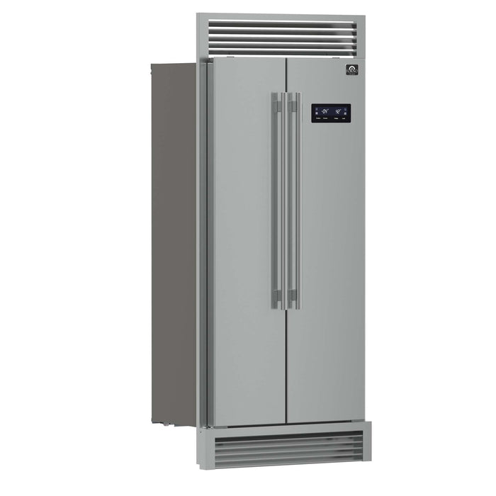 Forno Salerno 33" Built-in Stainless Steel Refrigerator 15.6 cu. ft - With Decorative Grill - 37" Wide