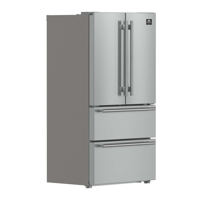 Forno Moena 36" French Door 19.2 cu. ft Stainless Steel Refrigerator with Factory Installed Ice-maker