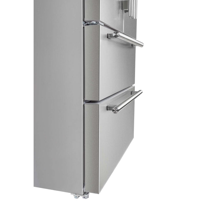 Forno Alta Moena 36" French Door Refrigerator, 19.2 Cu.Ft., Counter Depth, with Ice Maker, Stainless-Steel Interior Panel, and Silver Trim Shelves and Door Bins