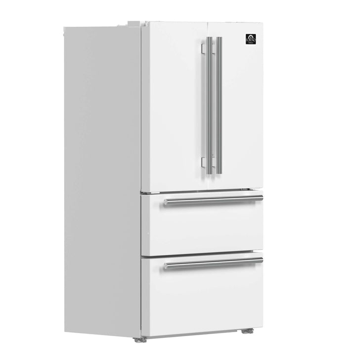 Forno Moena Espresso 36" French Door Refrigerator in White, 19.2 cu. ft