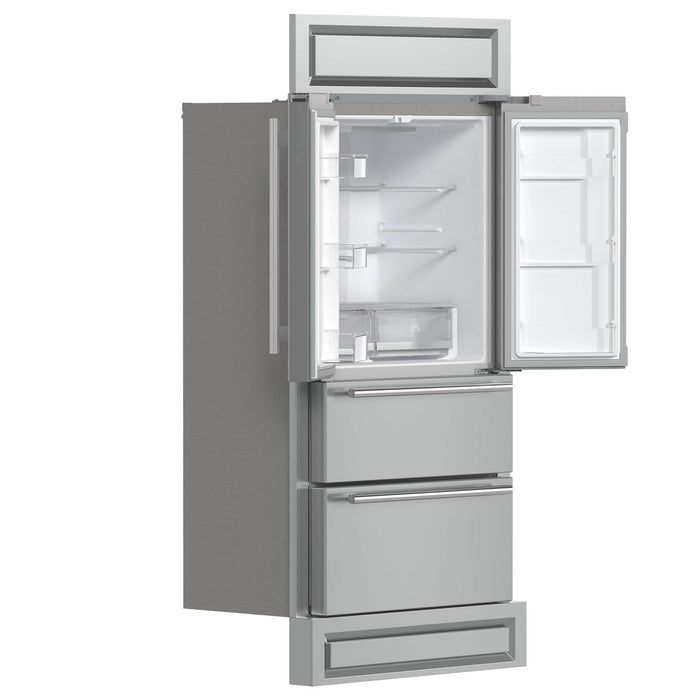 Forno Moena 36" French Door 19.2 cu. ft Stainless Steel Refrigerator, with Modern Decorative Grill - 40" Wide