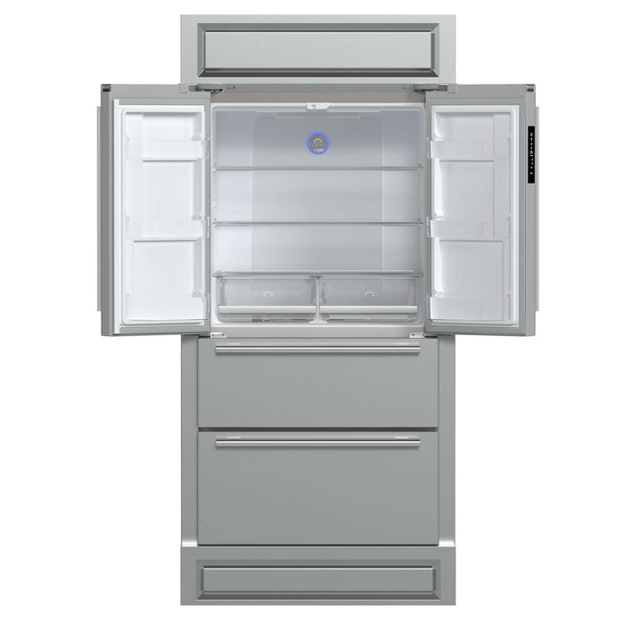 Forno Moena 36" French Door 19.2 cu. ft Stainless Steel Refrigerator, with Modern Decorative Grill - 40" Wide