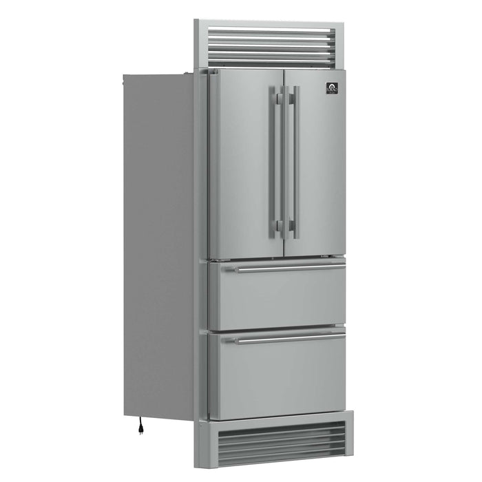 Forno Moena 36" French Door 19.2 cu. ft Stainless Steel Refrigerator, with Decorative Grill - 40" Wide