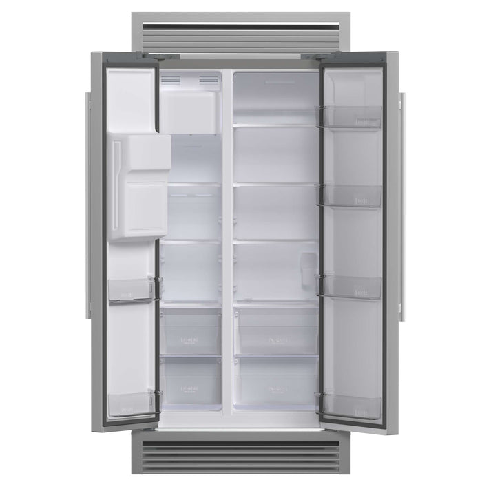 Forno Salerno 36" Built-in Stainless-Steel Refrigerator 20 cu. ft with Decorative Grill - 40 " Wide