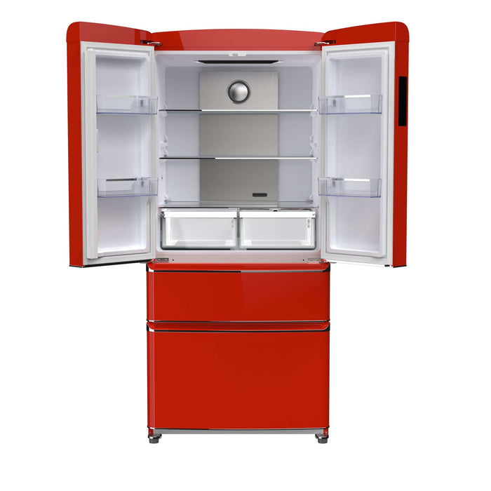 Forno Luigi 18 cu.ft. French Door Refrigerator Red, Handle-Free Design FORNO