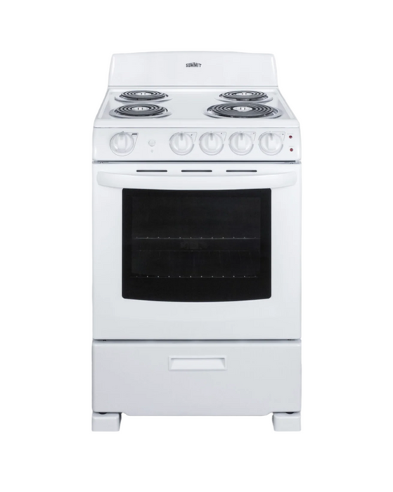 Summit 24" Wide Electric Coil Range White Stainless Steel