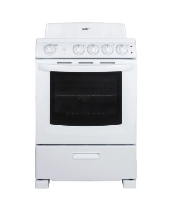 Summit 24" Wide Electric Coil Range White Stainless Steel