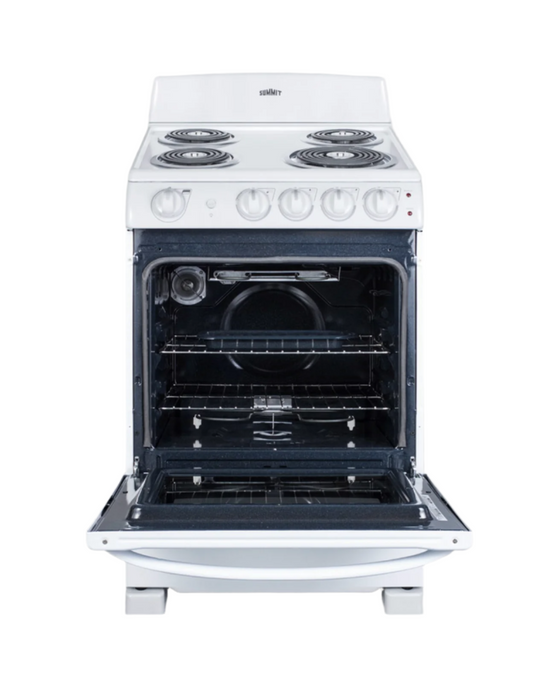 Summit 24" Wide Electric Coil Range White Stainless Steel