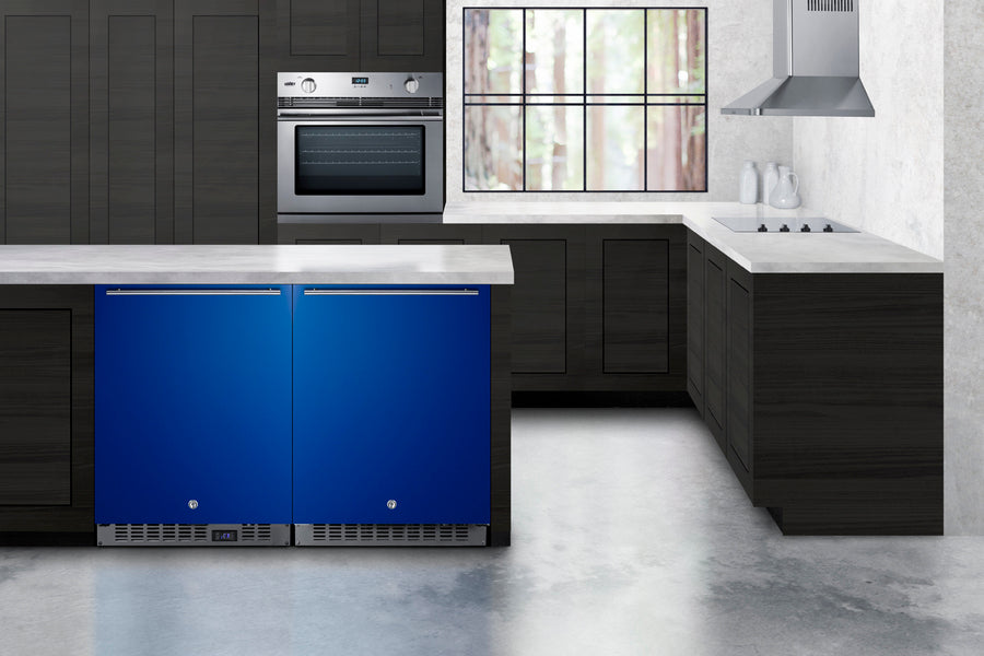 Summit 24" Wide Built-In All-Refrigerator, ADA Compliant - Left Hand Door Swing (Blue) Summit Appliance